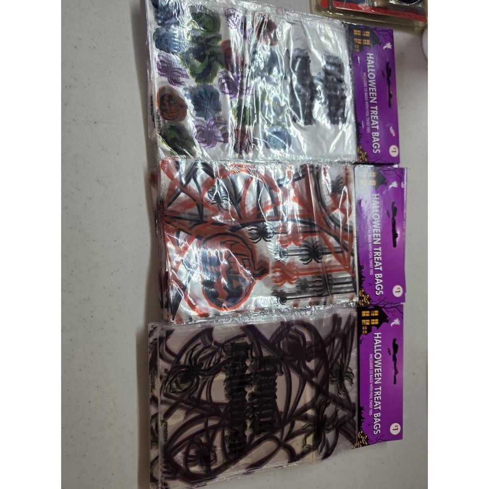150 Vintage  Halloween Plastic Trick or Treat Bag Collection NOS 9x6